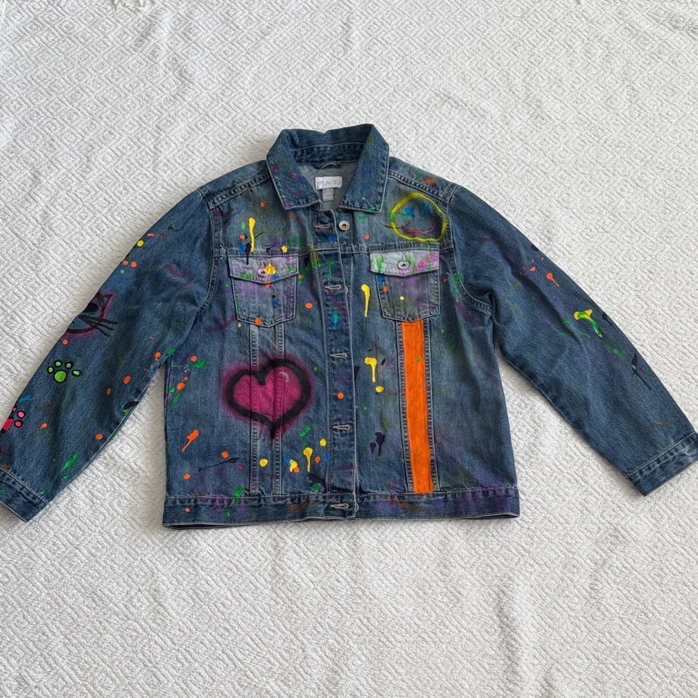 The Children's Place Custom Colorful Denim Jacket Sz 16